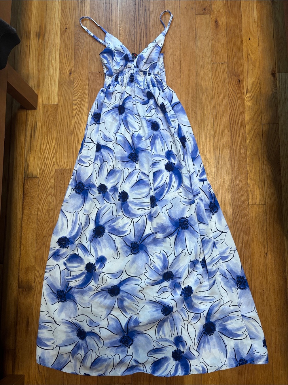 Absolutely Love It Blue Floral Maxi Dress with Spaghetti Straps
